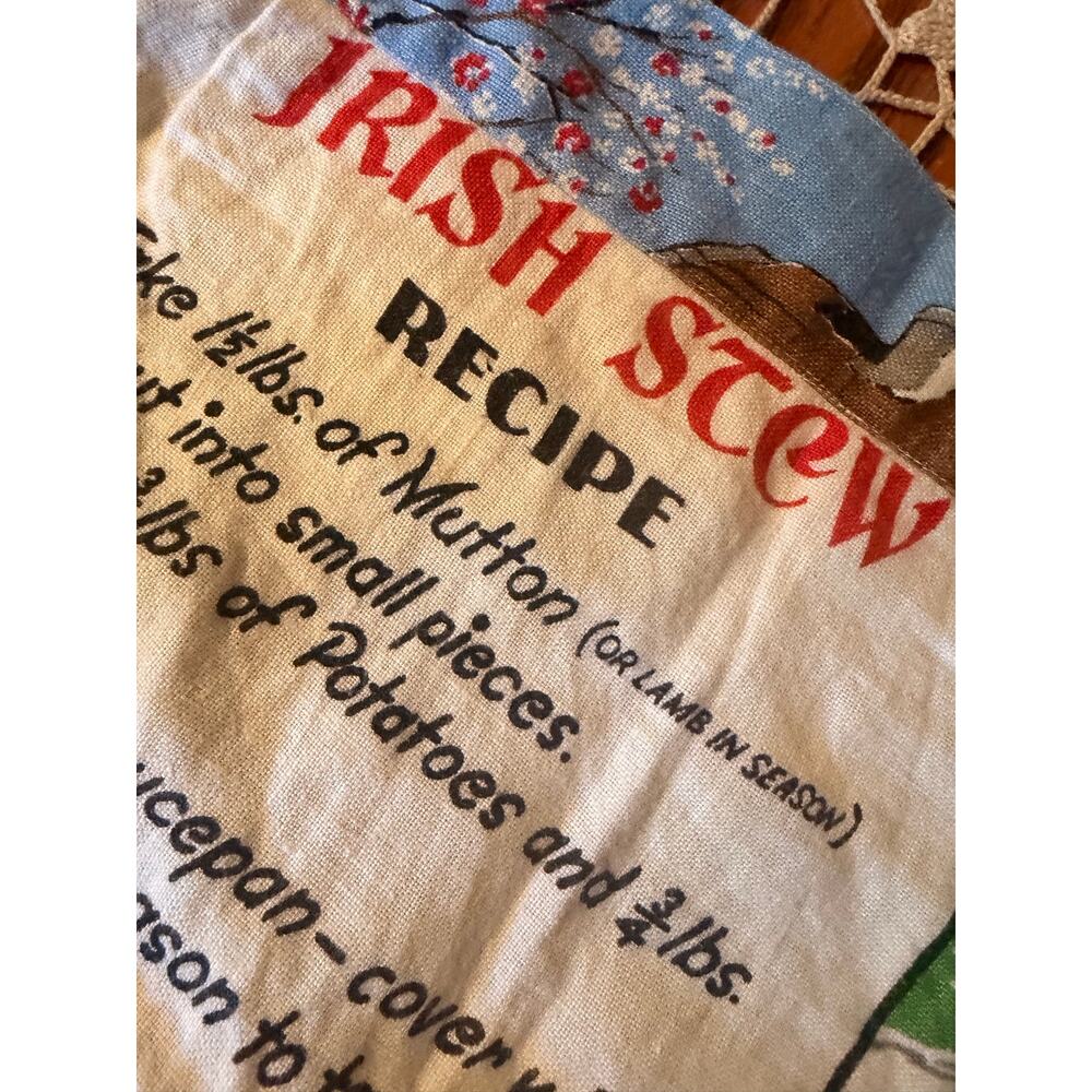 irish apron Vintage Irish Stew Recipe Apron Linen St Patrick’s Day Decor - Picture 3 of 15
